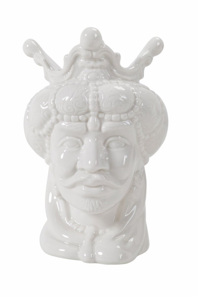 Testa di moro in ceramica bianca h.19,5 cm Sicilia