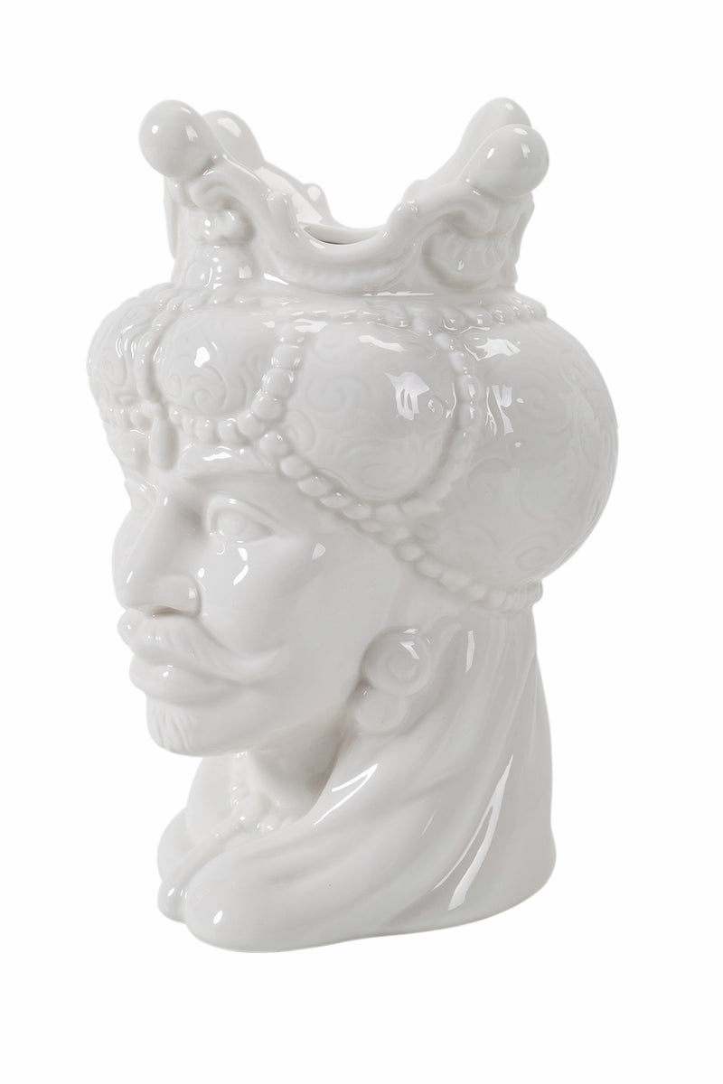 Testa di moro in ceramica bianca h.19,5 cm Sicilia