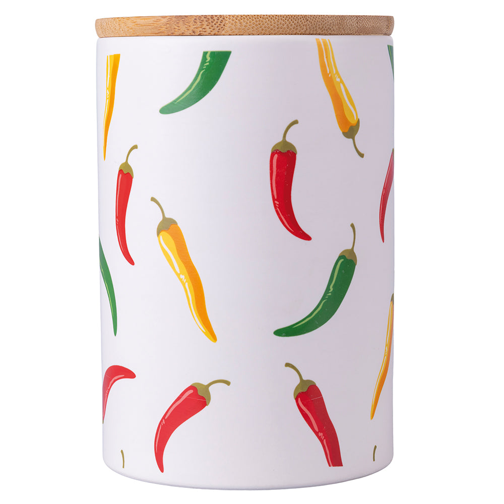 Barattolo grande 700 ml in ceramica con coperchio ermetico in bamboo Chili