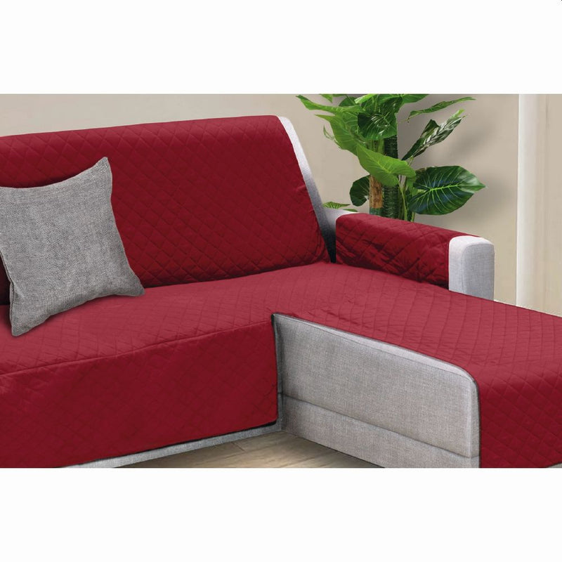 Copridivano per divano 3 posti con penisola reversibile destra e sinistra  impermeabile antimacchia 240x305 cm - Red