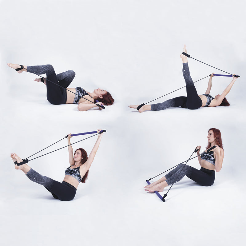 Barra Pilates multifunzione, bande elastiche, 2 impugnature per mani e piedi, Fitlover