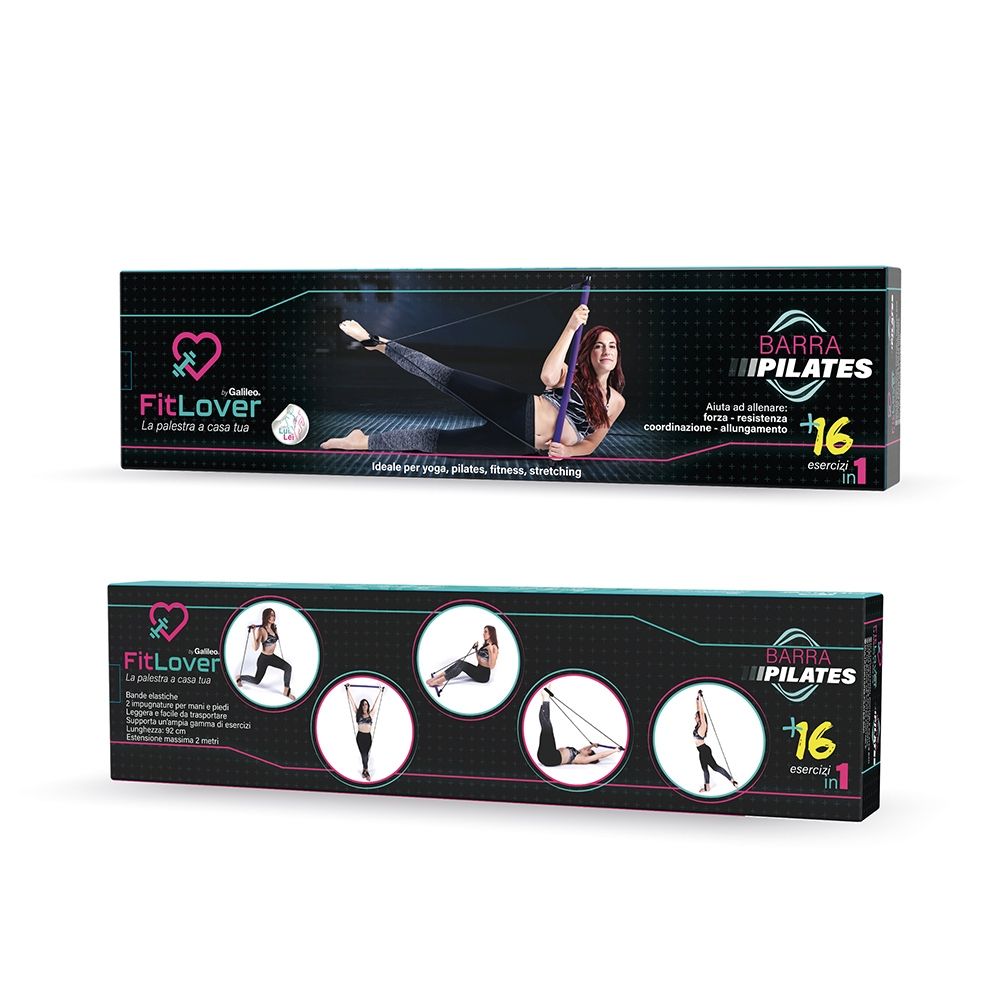 Barra Pilates multifunzione, bande elastiche, 2 impugnature per mani e piedi, Fitlover