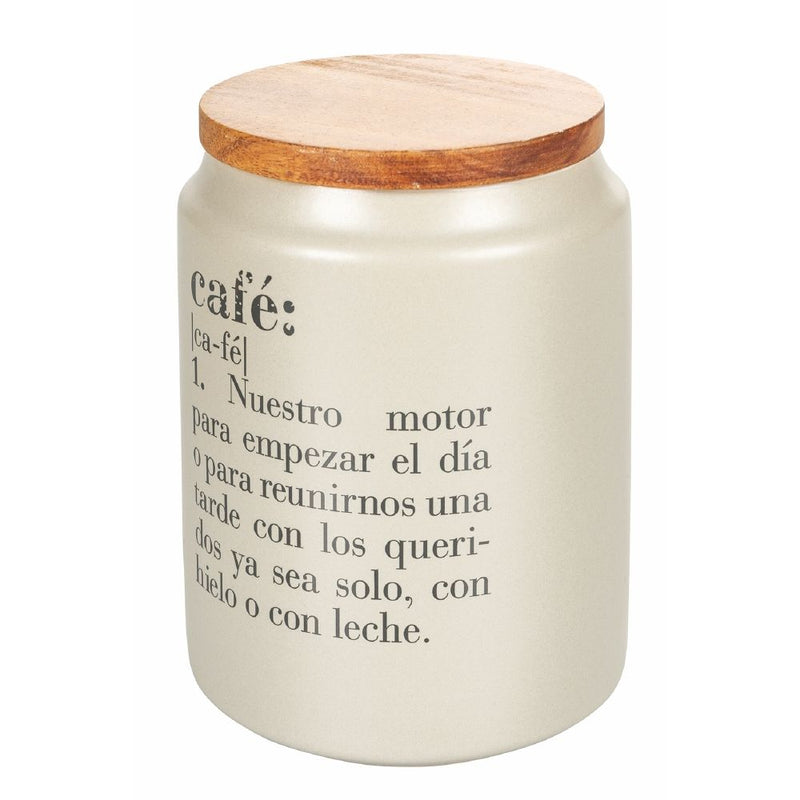 Barattolo caffè 750 ml in gres coperchio inbamboo, Victionary Spagnolo