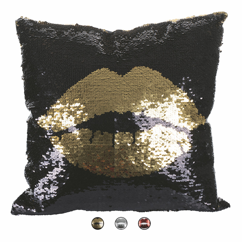 Cuscino arredo bacio 40x40 cm con paillettes, sfoderabile con zip