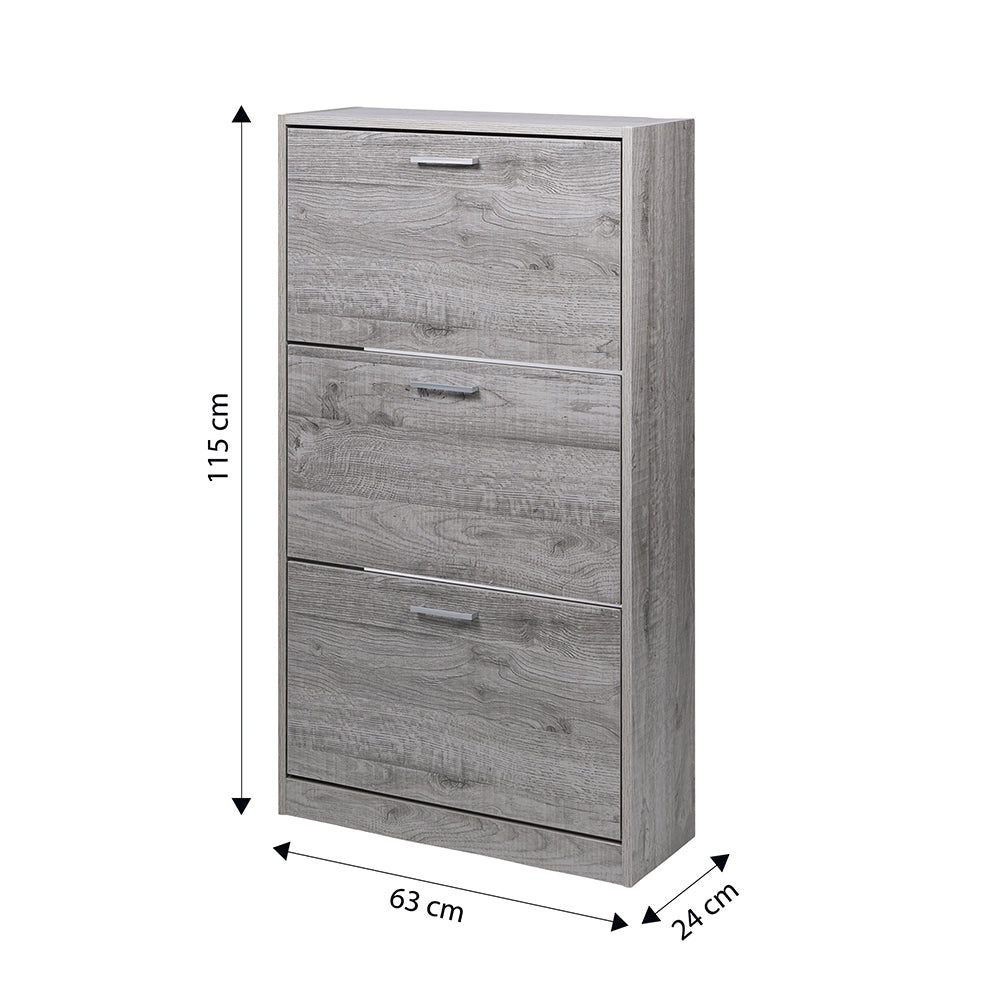 Scarpiera grigia 3 ante 63x24xh.115 cm