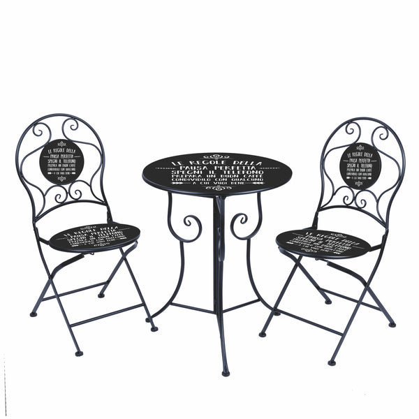 Set tavolo e sedie da esterno in ferro con sedie pieghevoli Coffee Break