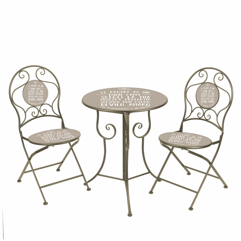 Set tavolo e sedie da esterno in ferro con sedie pieghevoli Coffee Break