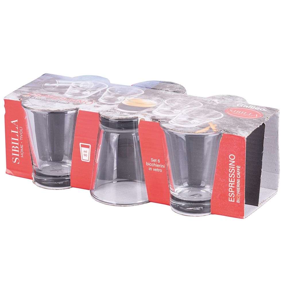 Set 6 bicchierini per caffè 90 ml in vetro Espressino