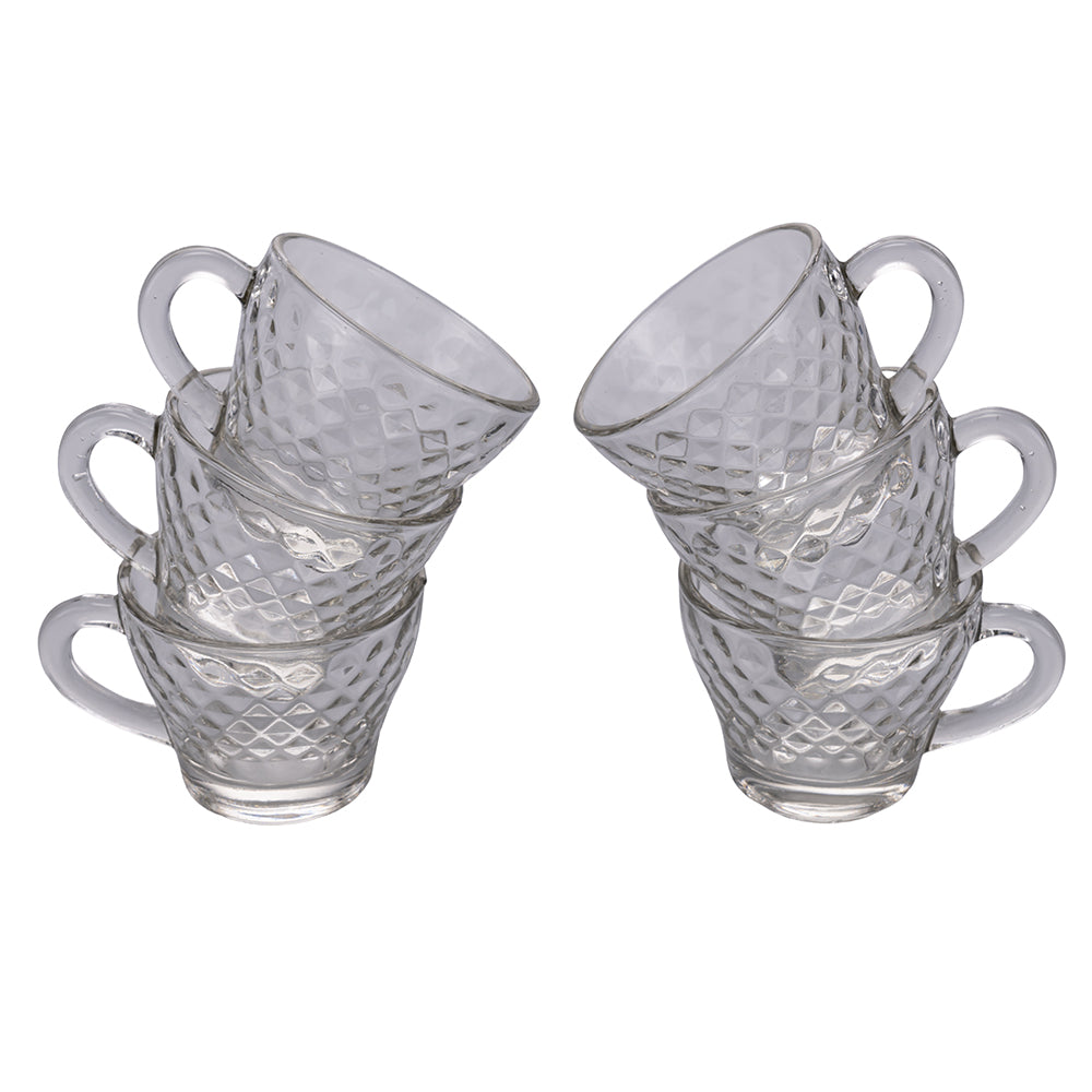 Set 6 tazzine caffè 90 ml in vetro trasparente, Marquise Diamond