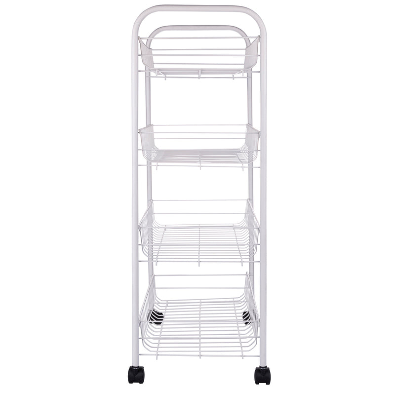 Carrello scaffale 41x26,5x75 cm in metallo da cucina con 4 ripiani e ruote