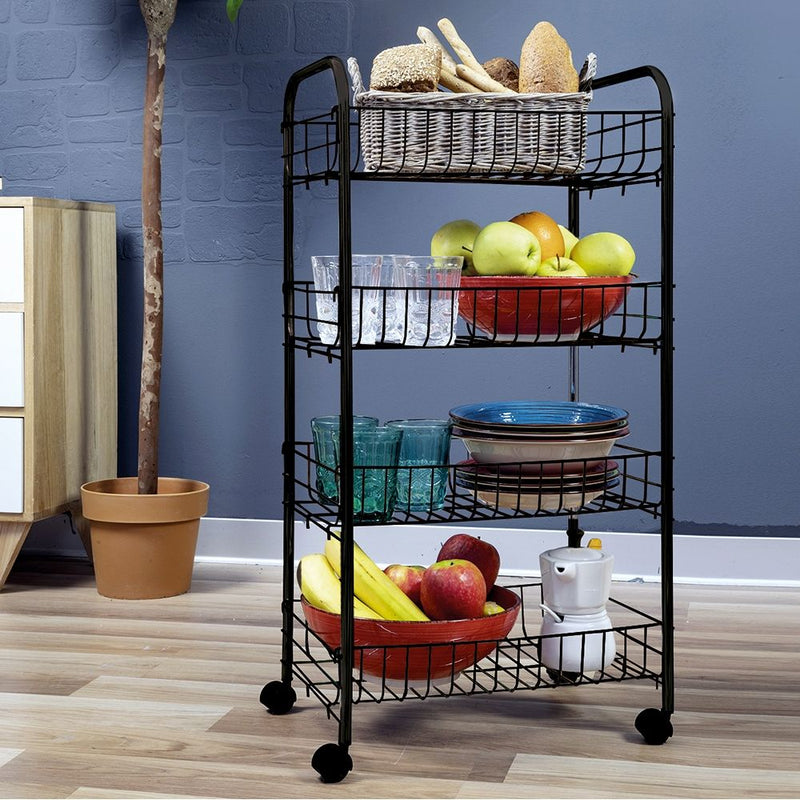 Carrello scaffaletto portafrutta verde da cucina a 4 ripiani 40x30x77 cm  Carry