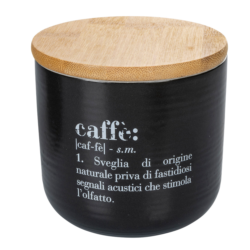 Set 3 barattoli sale, zucchero e caffè 500 ml, in new bone China, coperchio in bamboo, Victionary Stones