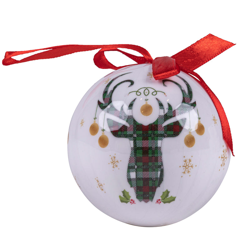 Scatola box 14 palle di Natale con laccetto diametro  7,5 cm, XMas Chic