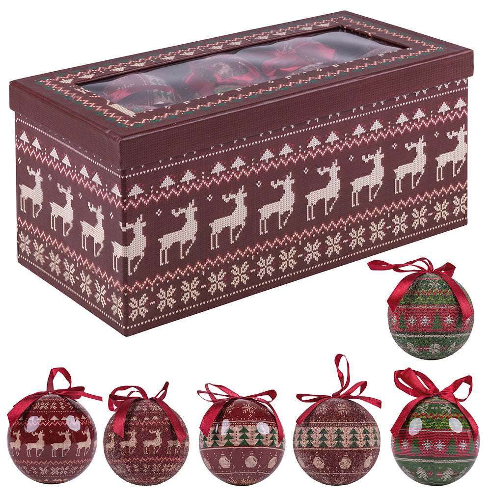 Scatola box 14 palle di Natale con laccetto diametro  7,5 cm, XMas Chic