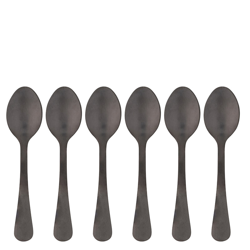 Set 6 cucchiaini caffè acciaio inossidabile,nero satinato, 5TH Avenue