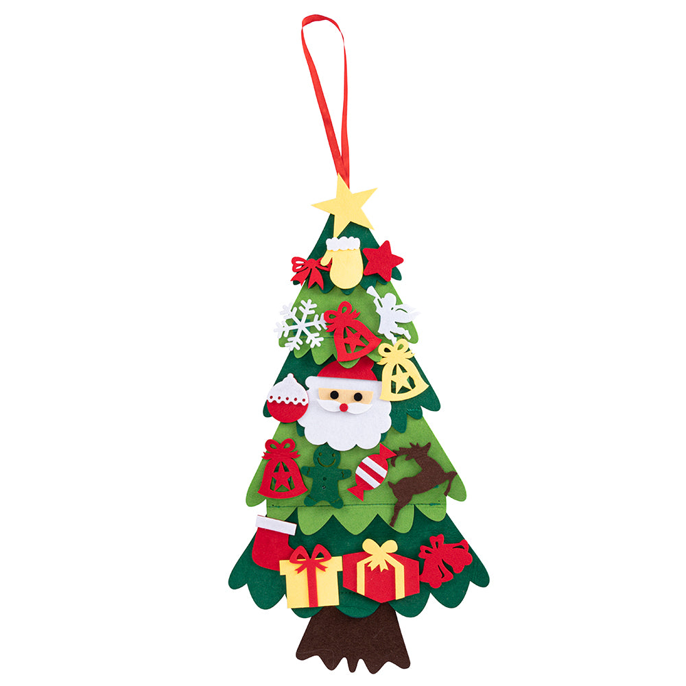 Set albero di Natale in feltro l. 61 x h. 30 cmcon accessori velcro