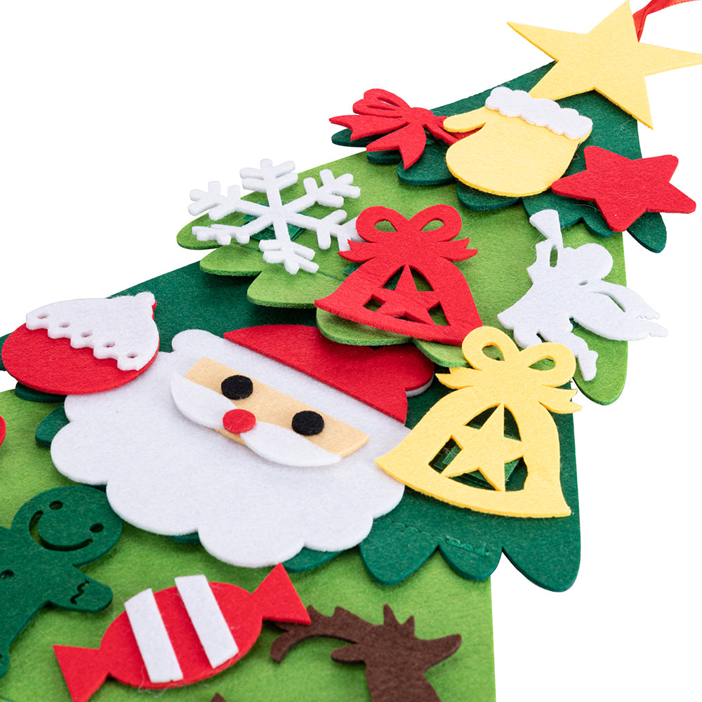 Set albero di Natale in feltro l. 61 x h. 30 cmcon accessori velcro