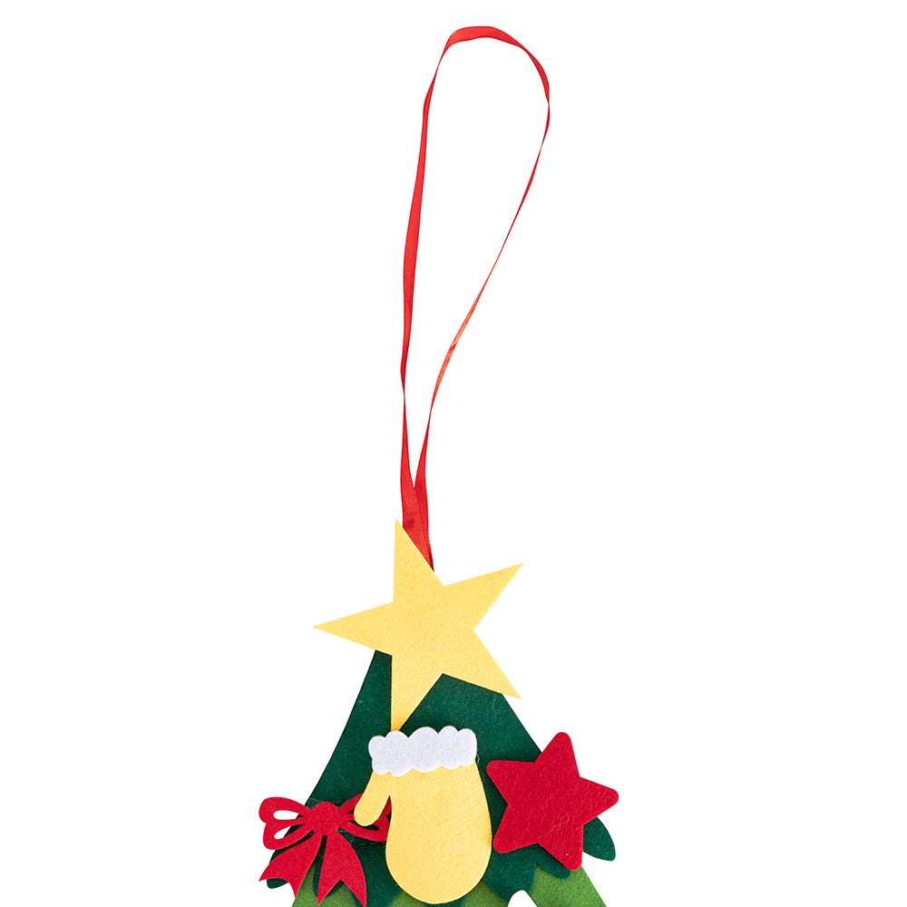 Set albero di Natale in feltro l. 61 x h. 30 cmcon accessori velcro