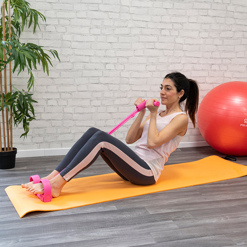 Estensore elastico fitness con manubrio e supporto piedi, per allenamento multifunzionale, FitLover