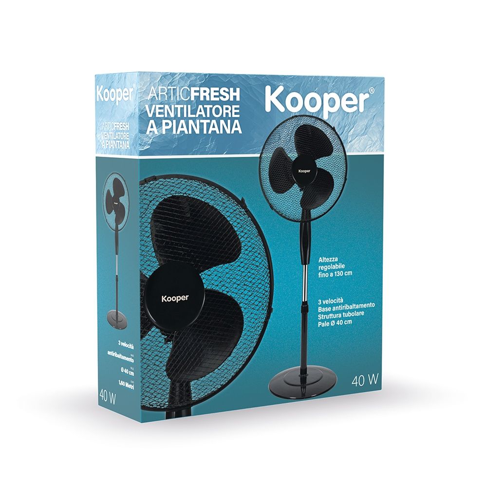 Ventilatore nero a piantana con 3 velocità 45 watt ArticFresh