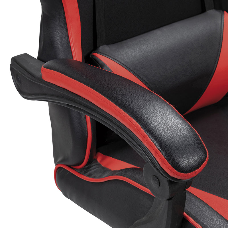 Sedia gaming da ufficio in ecopelle nera e rossa con 5 ruote e schienale reclinabile High Quality