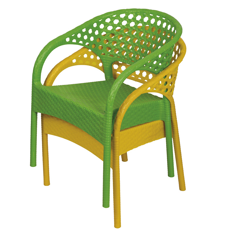 Sedia impilabile da esterno giardino in resina effetto rattan per bambini 38x36xh53 cm Bora Bora