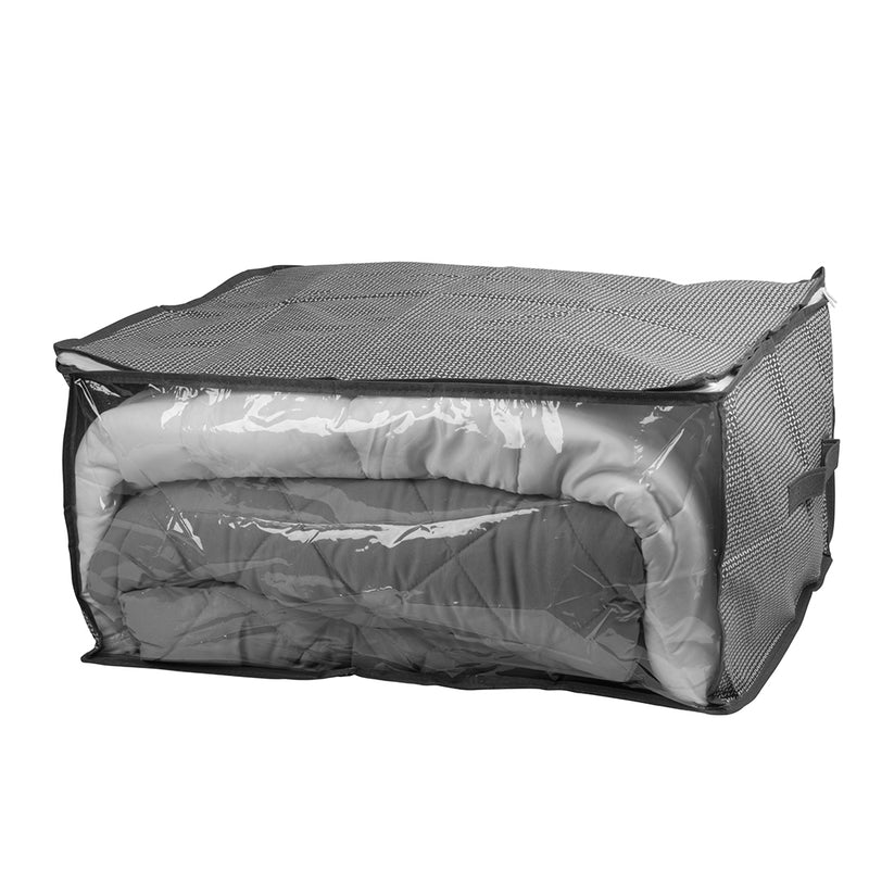 Custodia portacoperte in tessuto, finestra trasparente, maniglia laterale e zip 60x50xh.30 cm, Sìordine