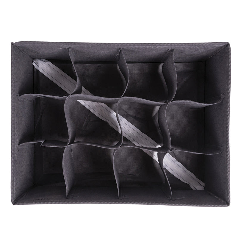 Organizer cassetto grigio 12 scomparti, in tessuto decoro geometrico 32x24x9 cm, Sìordine