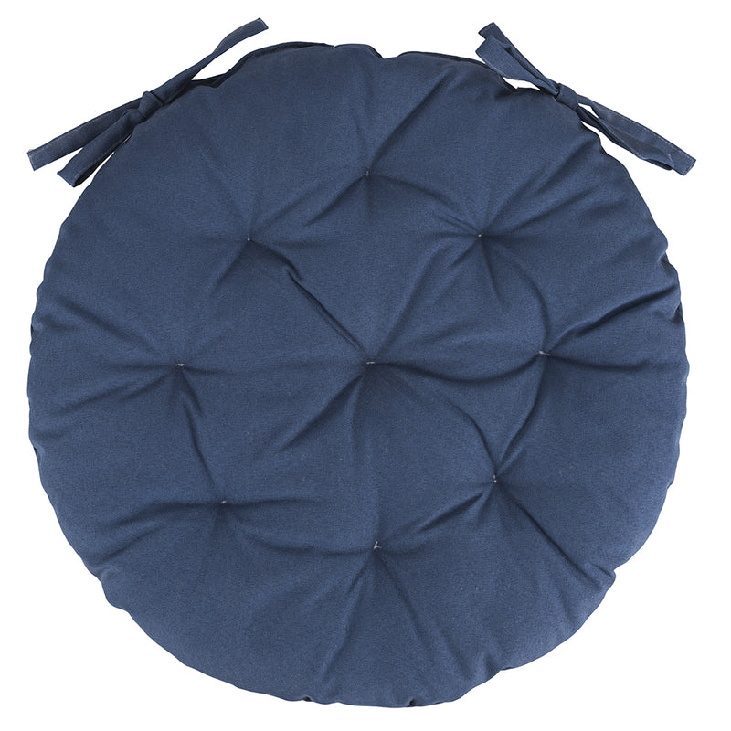 Cuscino sedia outdoor idrorepellente tondo blu 40x7 cm, 100% cotone Estè