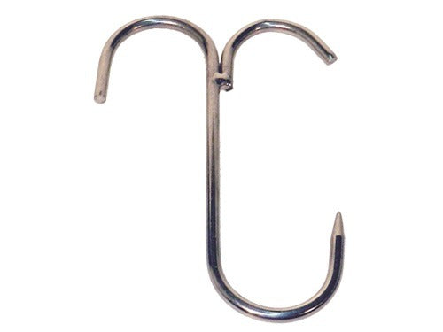 Gancio doppio da macellaio in acciaio inox 18c confezione 10 pezzi