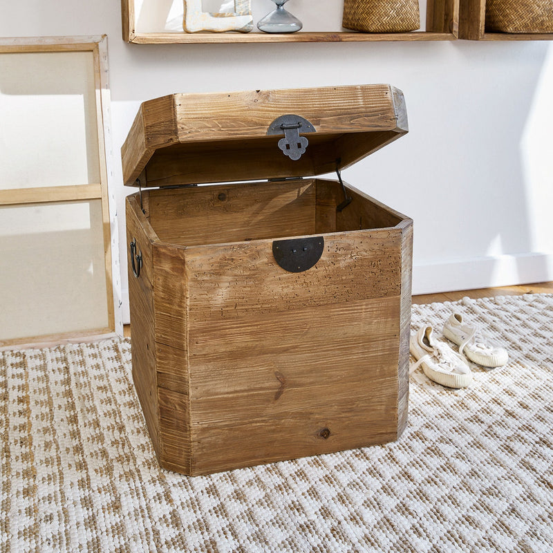 Baule cassetta contenitore da interno in legno di pino 54x50x58 cm Living Mini