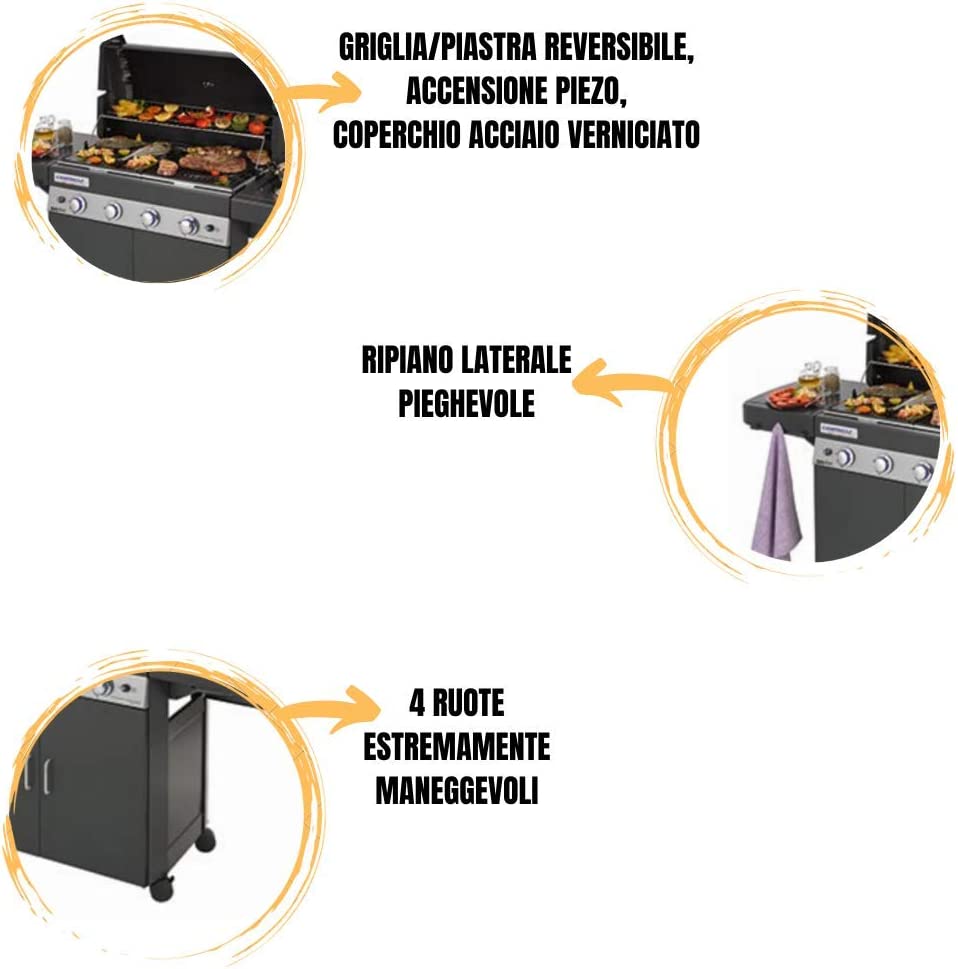 Barbecue a gas 4 bruciatori + fornello laterale Campingaz DG4 Series Class LS Plus Dark