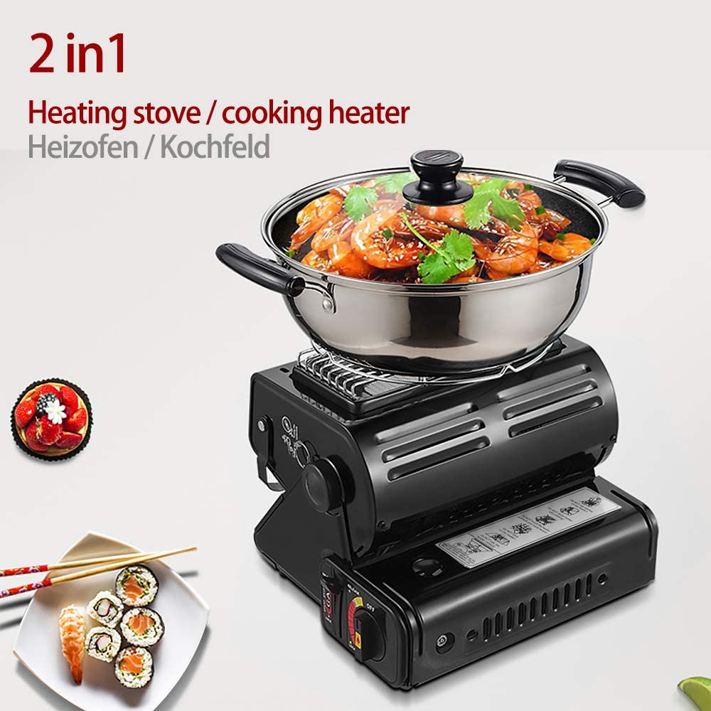 Stufetta fornello gas gpl butano portatile 2in1 riscalda e cucina caldo d'asporto Niklas