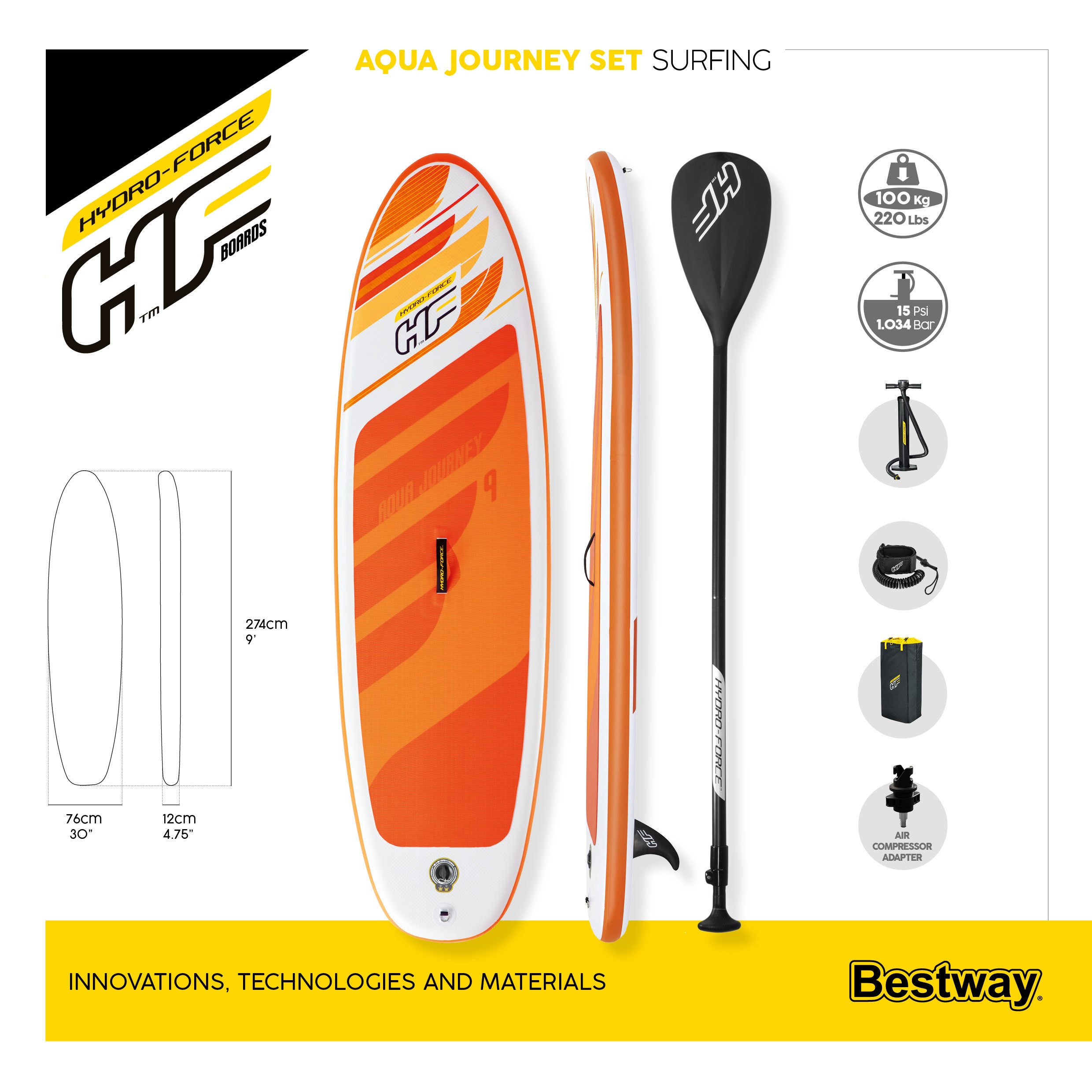 Tavola da SUP gonfiabile Aqua Journey Set BESTWAY 65349