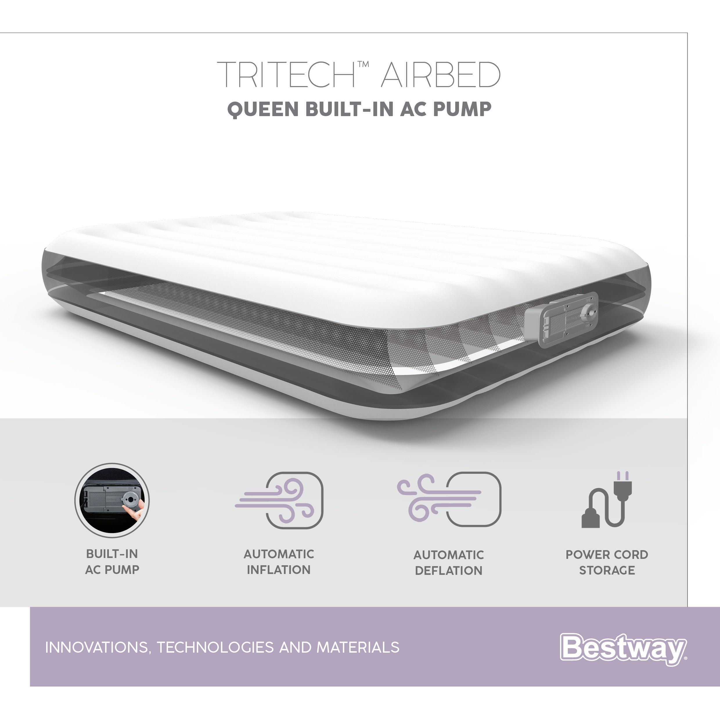Materasso airbed gonfiabile matrimoniale con pompa elettrica Integrata Bestway 67464