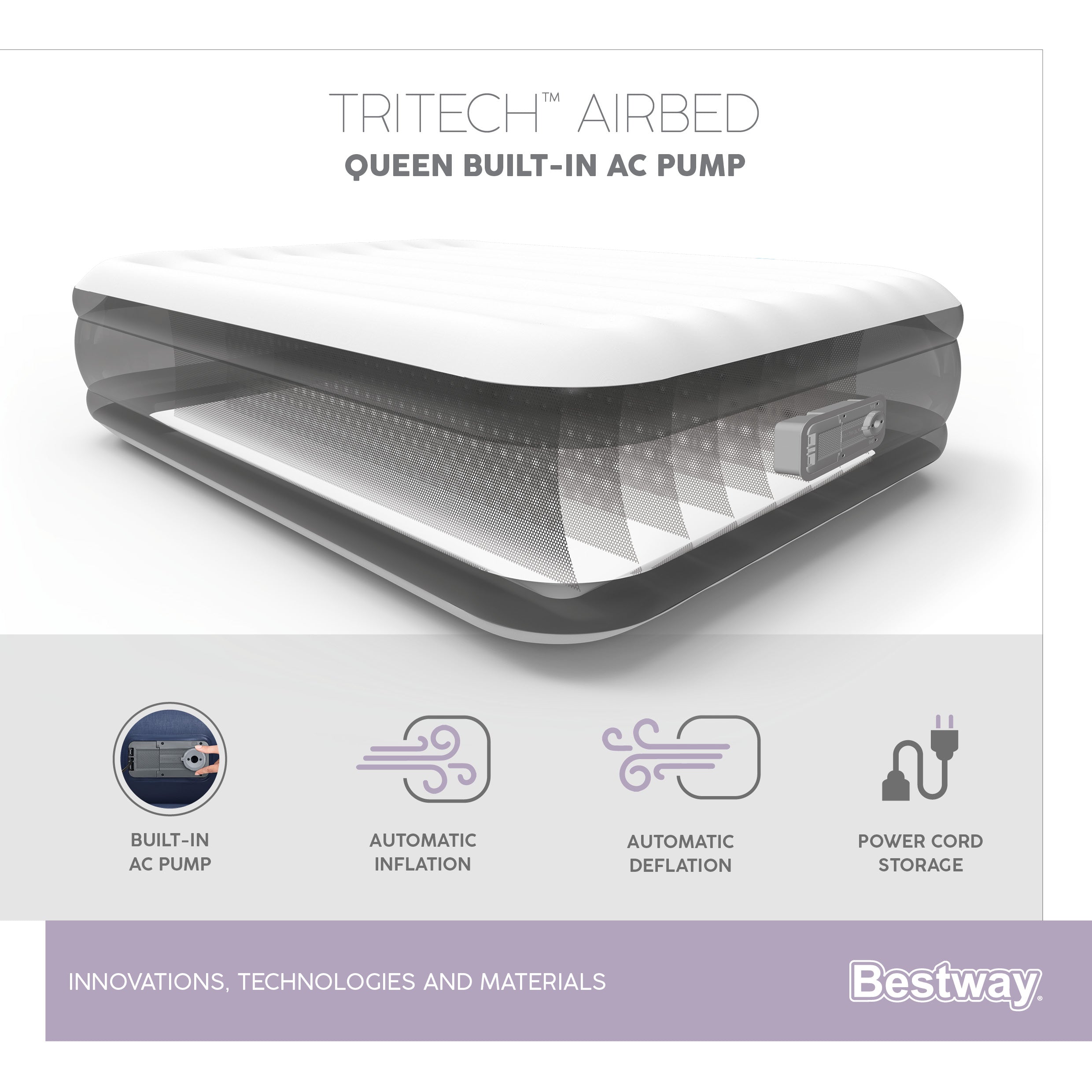 Materasso Airbed Tritech Matrimoniale gonfiabile con pompa elettrica Int