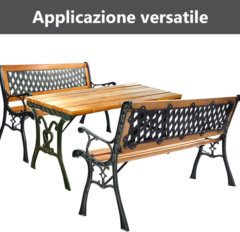 Panchina 3 posti da esterno giardino con struttura in ghisa e doghe in legno Villa Borghese