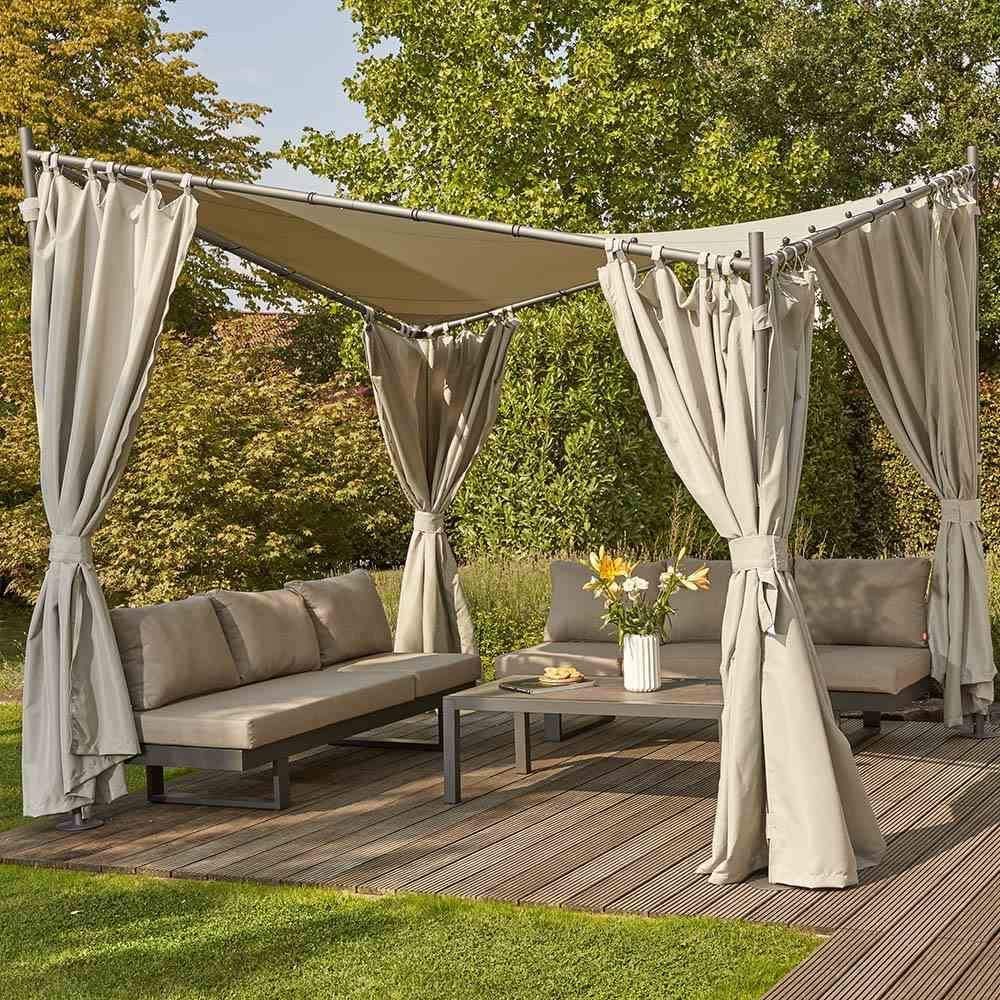 Gazebo 350x350 cm da esterno giardino con struttura in acciaio resistente e copertura irregolare in poliestere Alicante