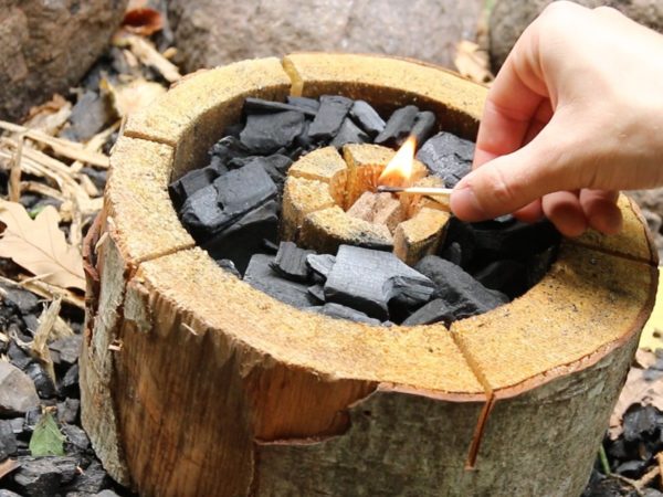 Barbecue kit accendifuoco griglia pronta in legno naturale di ontano a carbone usa e getta Ecogrill El Gaucho Take Away
