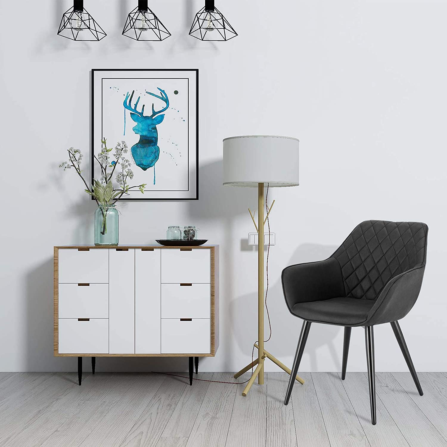 Sedia poltrona design da interno con struttura in metallo e seduta rivestita in velluto Dobby