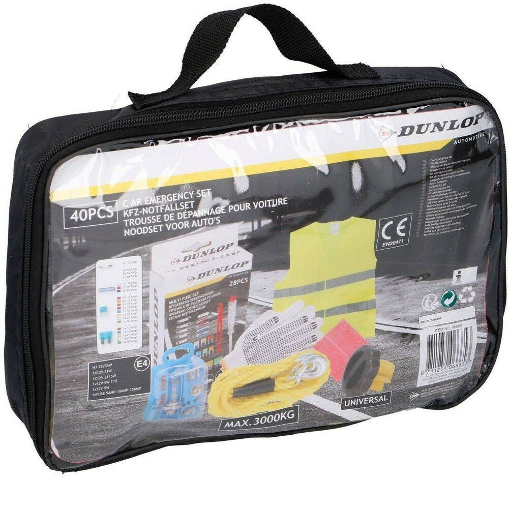 Kit completo di Attrezzi d'Emergenza per Auto - Dunlop 06665