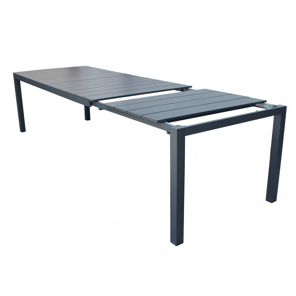 Tavolo estensibile da giardino con struttura in alluminio e piano effetto doghe Spenser