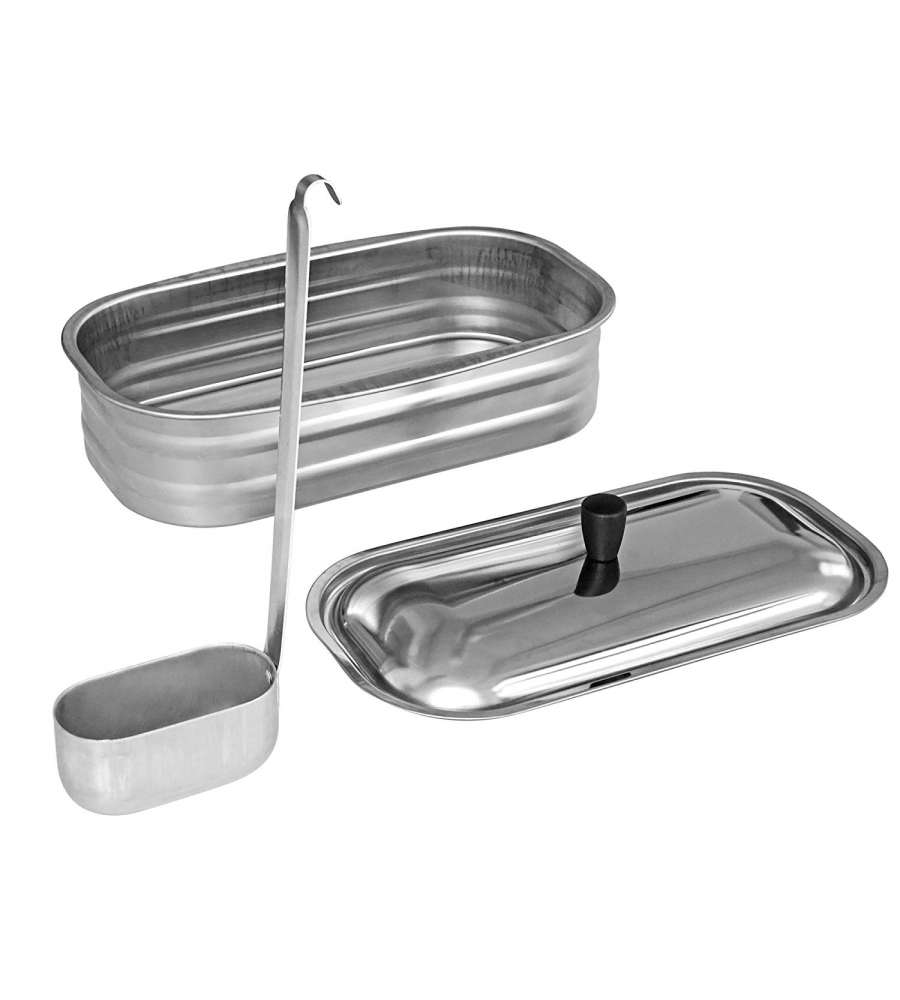 Bollitore vaschetta in acciaio inox con mestolo per cucine stufe a legna Nordica 4,5