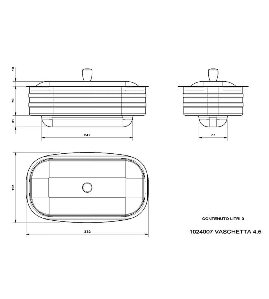 Bollitore vaschetta in acciaio inox con mestolo per cucine stufe a legna Nordica 4,5