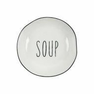 Piatti fondi in porcellana decorata con scritta Soup e bordino nero set 4 piatti Kitchen White