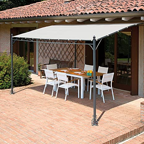 Gazebo Pergola in acciaio veranda addossata fissaggio a parete mt 3,5x2,5 Mirelle