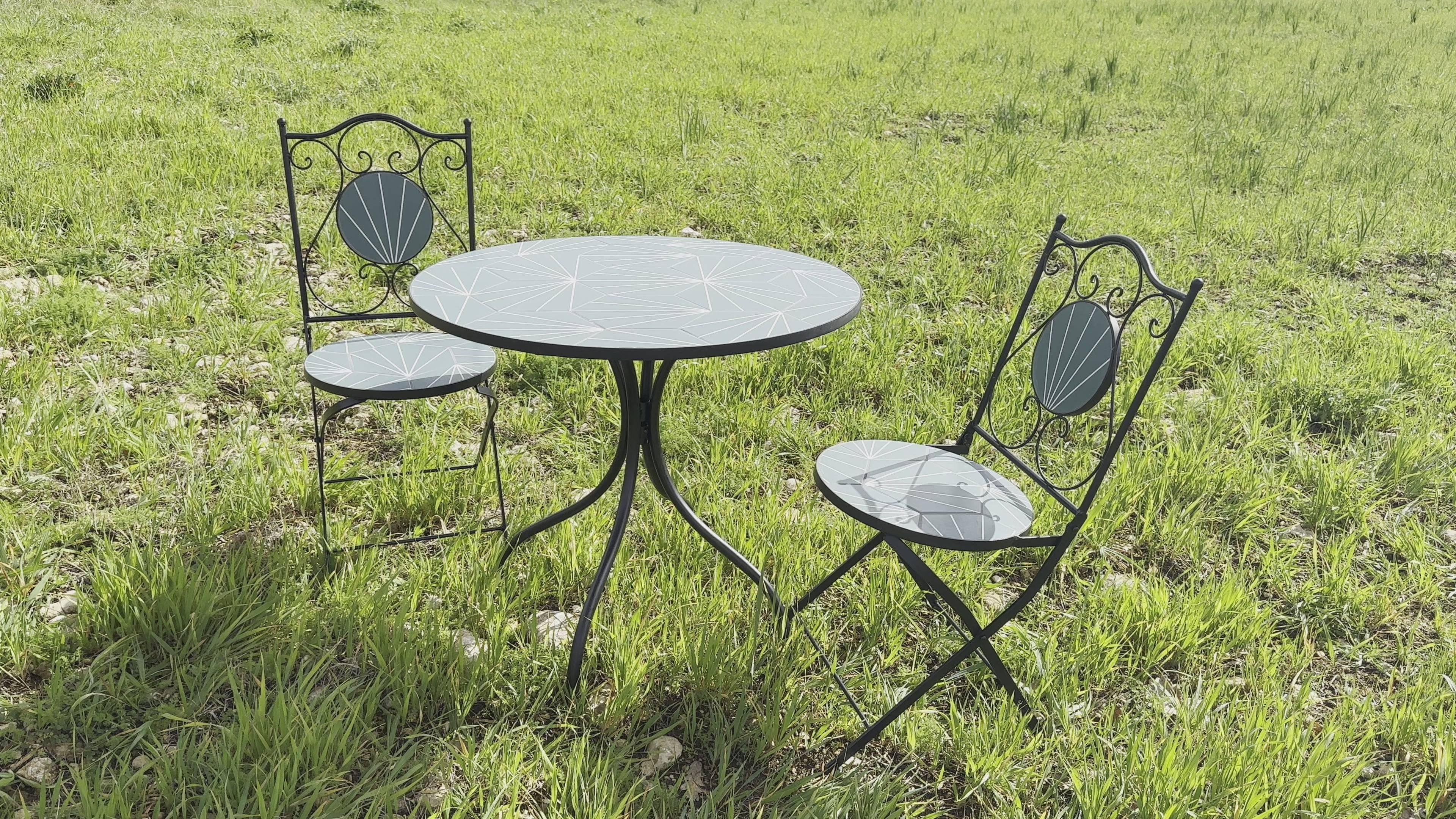 Tavolo da esterno in acciaio e piano in ceramica  Ø80xH75 cm DECOJARDIN NEW AGE