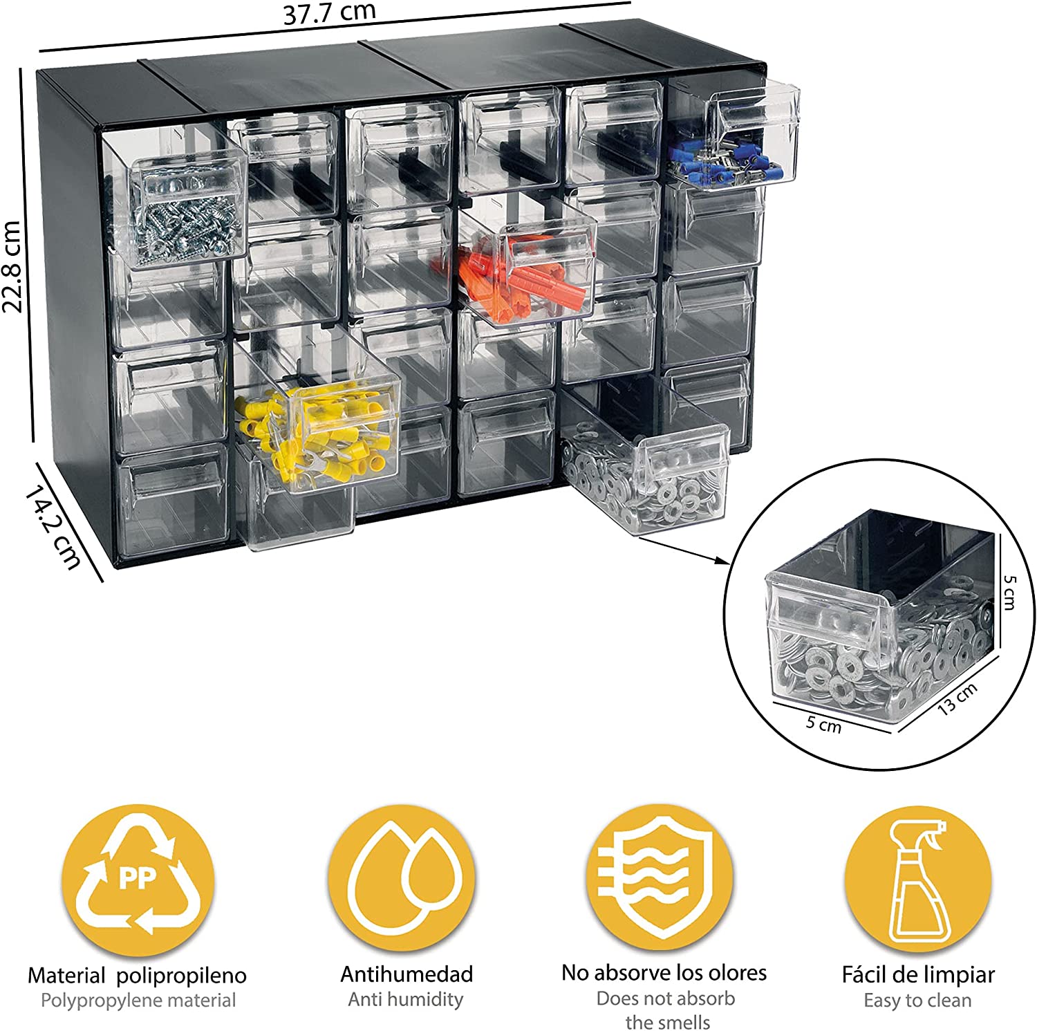 Cassettiera organizer porta minuterie impilabile ad incastro 24 cassetti HOBBY 24