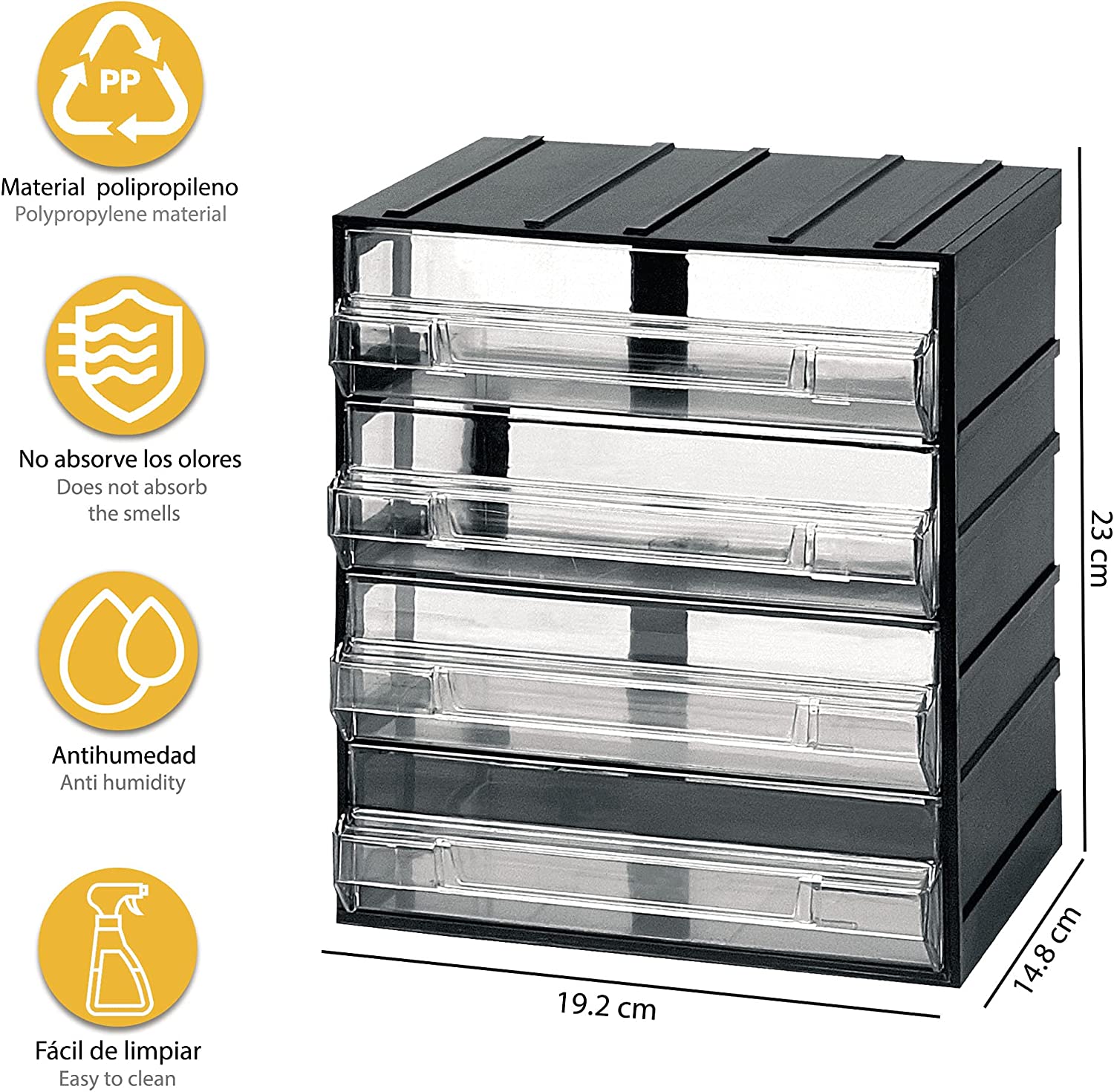 Cassettiera organizer porta minuterie impilabile ad incastro 4 cassetti 18x12xH5 cm