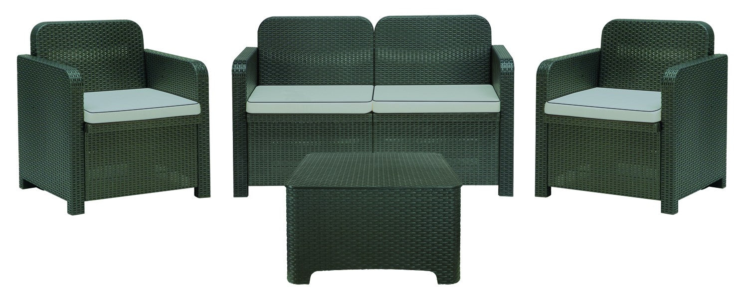 Salotto Set rattan Arenal antracite da esterno giardino con divano tavolino e poltrone